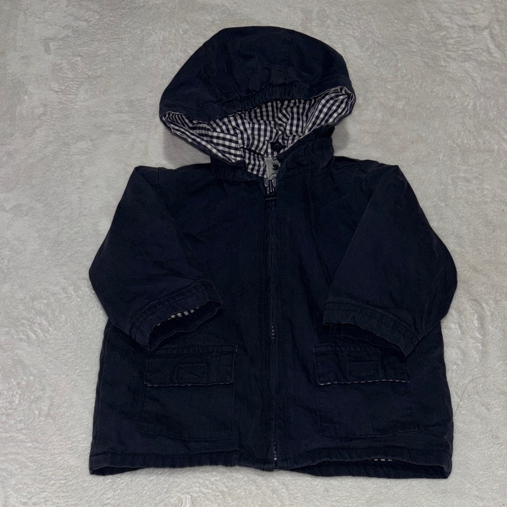 Baby GAP blue Navy full zip 3-6 month Hooded Jacket